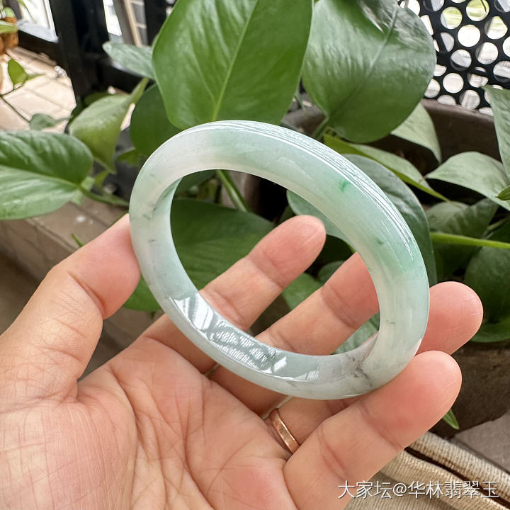冰糯种冰丝绿正圈手镯60mm_翡翠