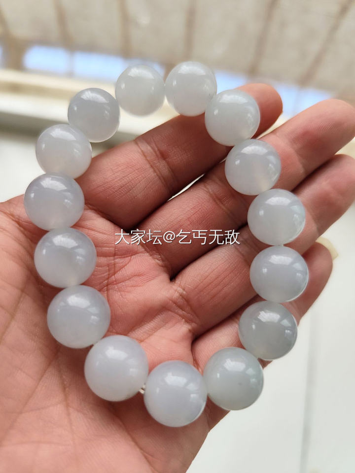 阴天无自然光15.4翡翠大珠串_翡翠