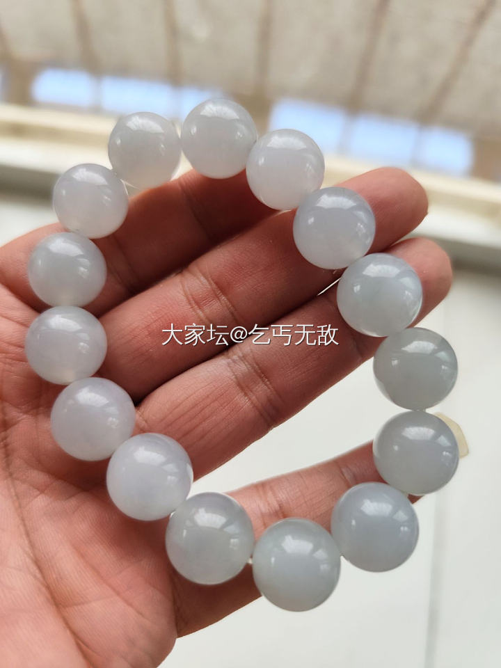 阴天无自然光15.4翡翠大珠串_翡翠