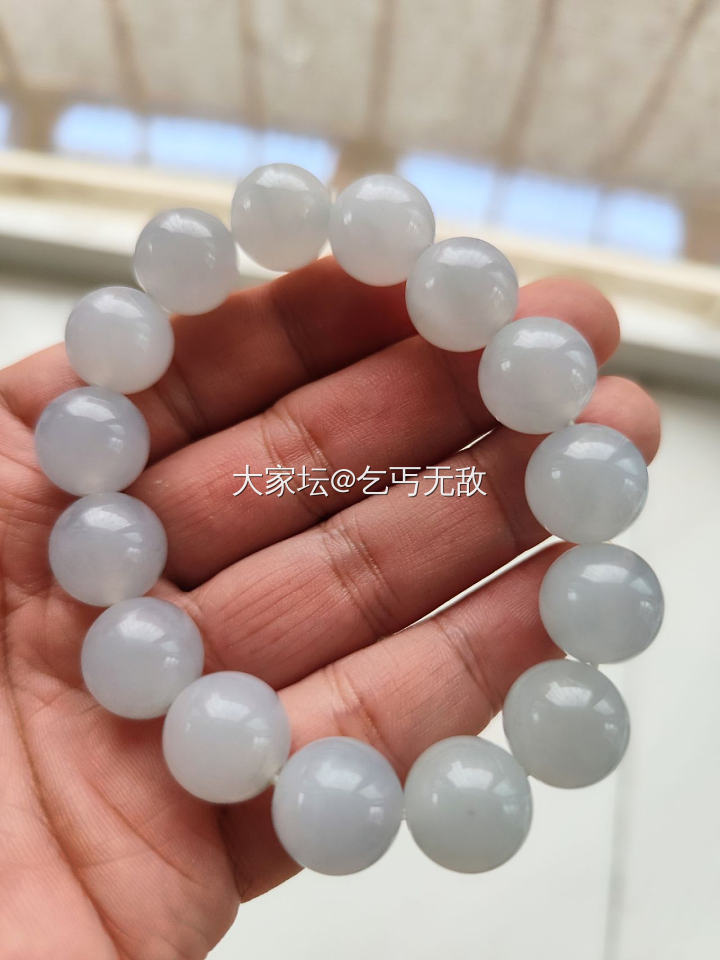 阴天无自然光15.4翡翠大珠串_翡翠
