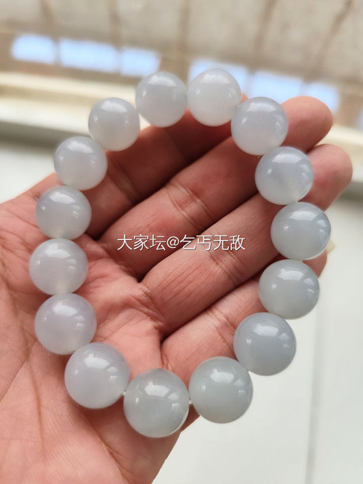阴天无自然光15.4翡翠大珠串_翡翠