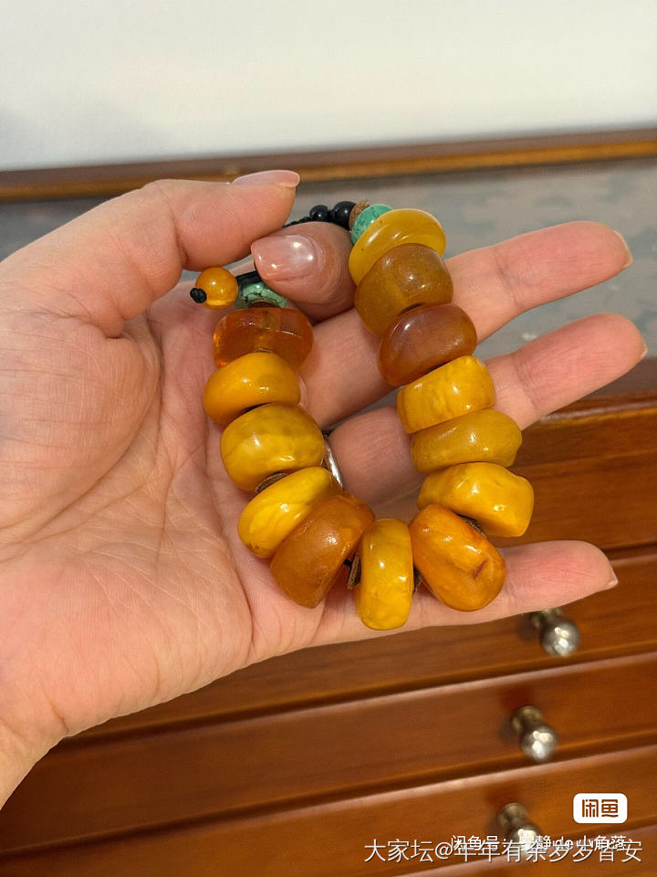 古董回流西亚老蜜蜡饼子手串_琥珀蜜蜡