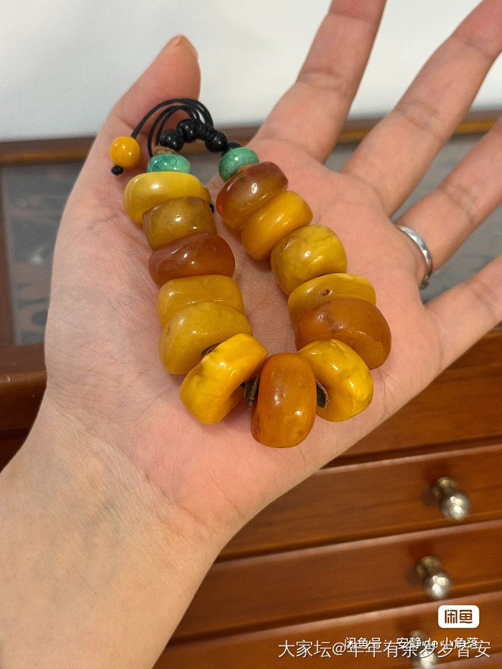 古董回流西亚老蜜蜡饼子手串_琥珀蜜蜡