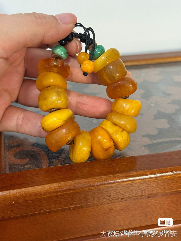 古董回流西亚老蜜蜡饼子手串_琥珀蜜蜡