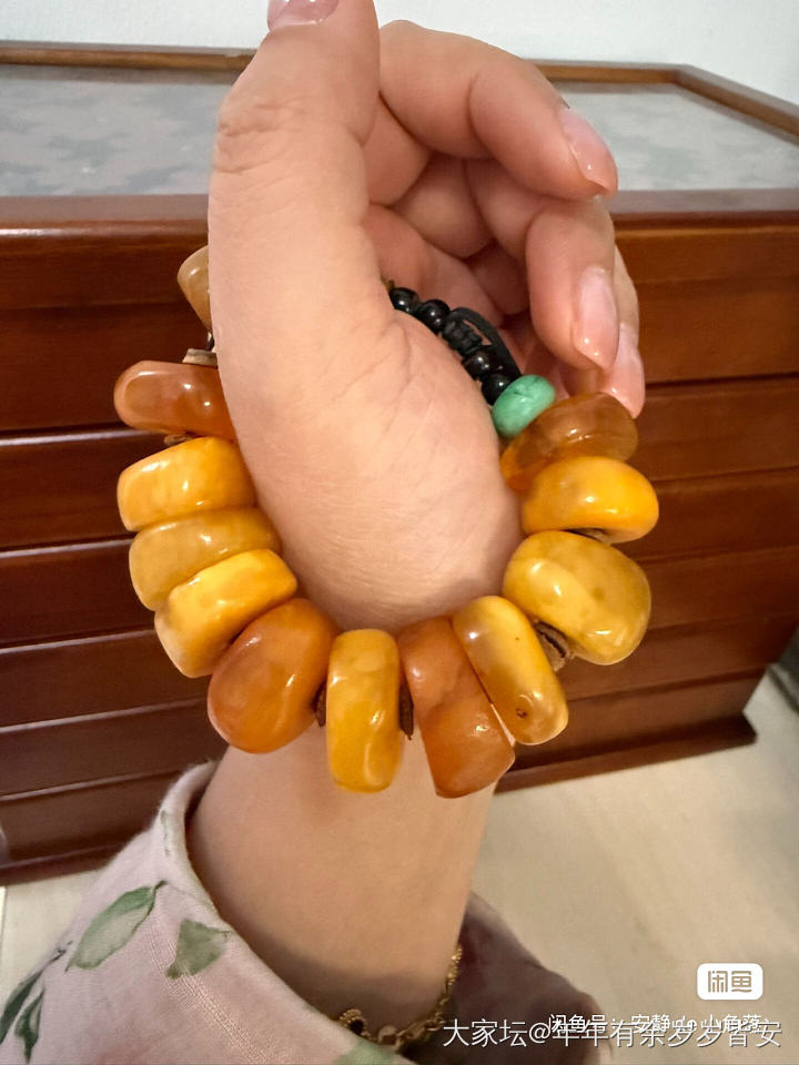 古董回流西亚老蜜蜡饼子手串_琥珀蜜蜡
