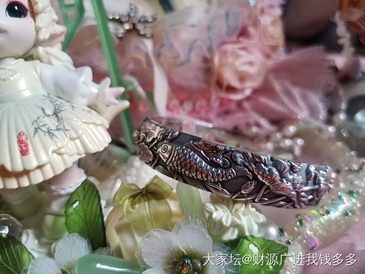 百年宝诚足银 蒜头，抽拉，浮雕银镯_银