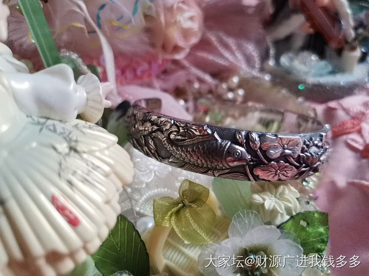 百年宝诚足银 蒜头，抽拉，浮雕银镯_银
