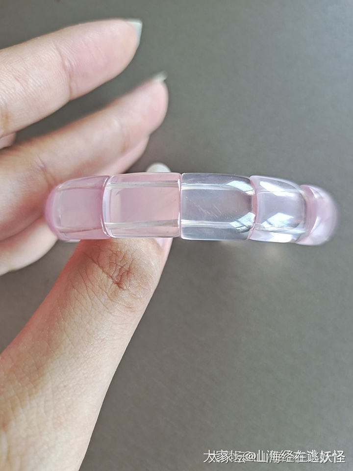 粉晶手牌紫水晶小龙女碧玺戒面_彩色宝石