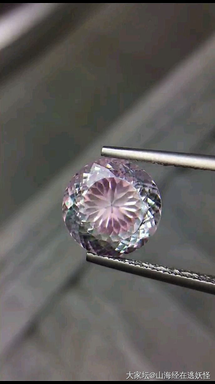 粉晶手牌紫水晶小龙女碧玺戒面_彩色宝石