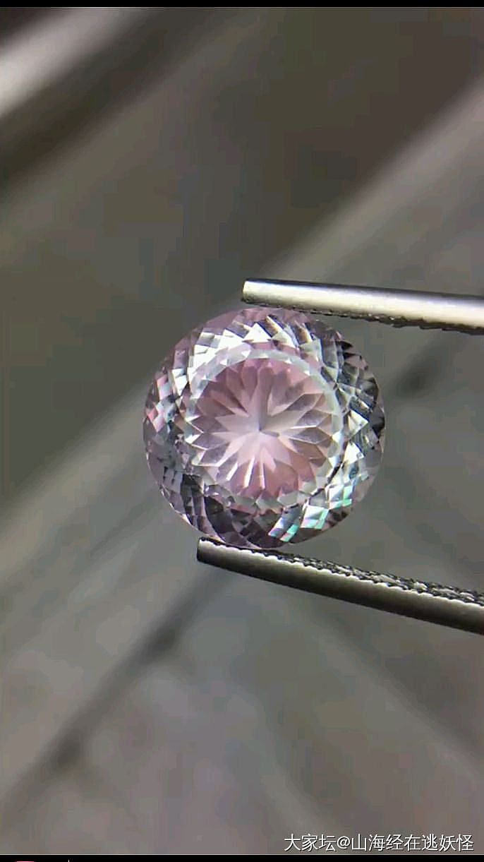 粉晶手牌紫水晶小龙女碧玺戒面_彩色宝石
