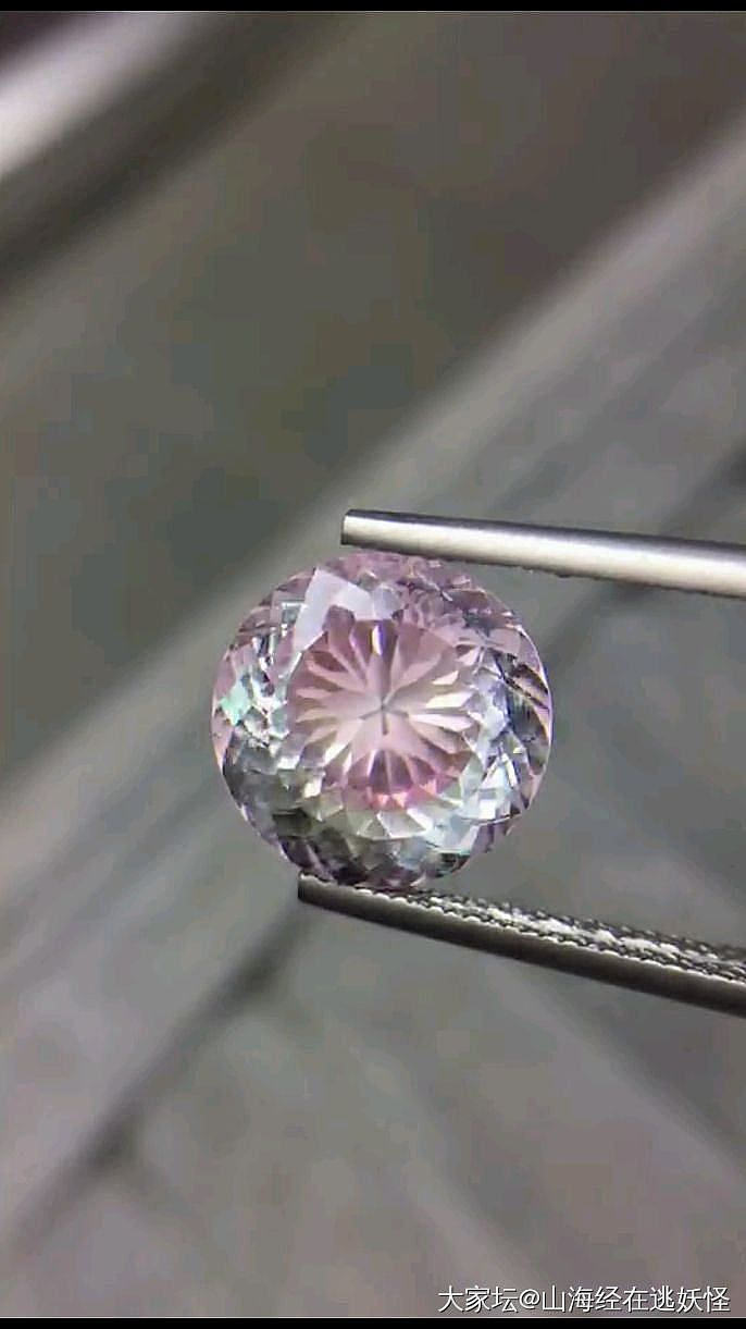 粉晶手牌紫水晶小龙女碧玺戒面_彩色宝石