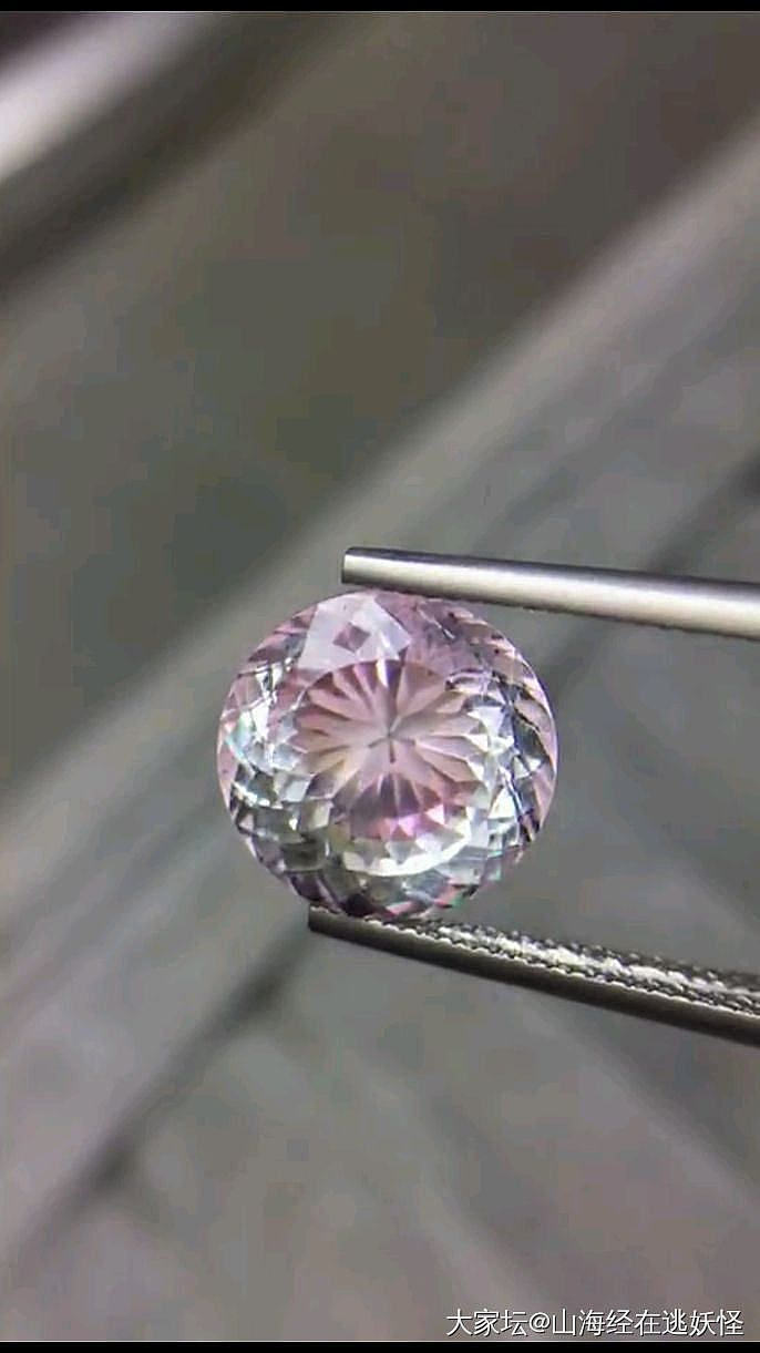 粉晶手牌紫水晶小龙女碧玺戒面_彩色宝石