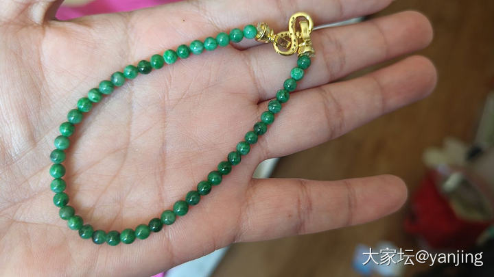 天然缅甸A货翡翠干活珠链_翡翠