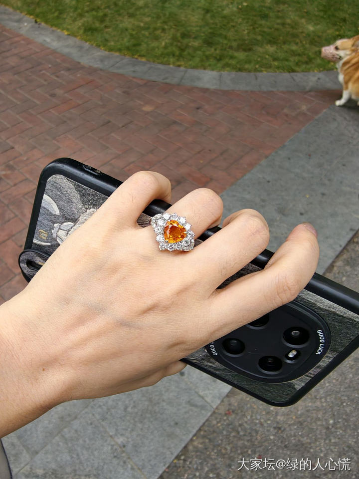 超甜爱心芬达戒指，真金真钻_彩色宝石