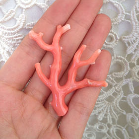 橙粉色莫莫珊瑚原枝裸石镶嵌胸针吊坠发簪