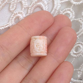 白莫莫珊瑚 龙雕刻桶珠 团寿桶珠配珠
