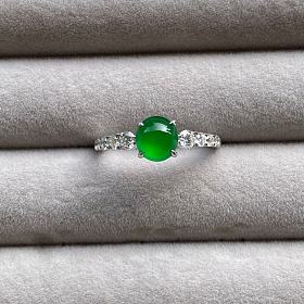 麻团家冰种浓阳绿翡翠排戒