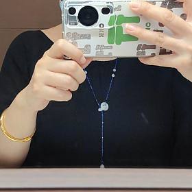 俄料白玉双环毛衣链，