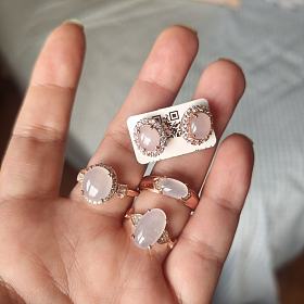 天然缅甸A货翡翠戒指耳钉