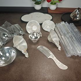 纯银茶漏茶杯筷子勺子