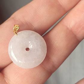 天然缅甸A货翡翠18k平安扣