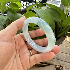 冰种飘花翡翠手镯53mm双十一特价