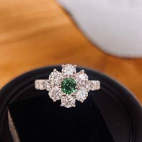 graff款太阳花卡扎尼沙弗莱银莫桑戒指