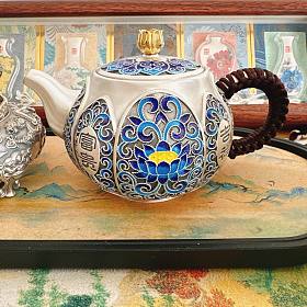 归银堂富贵吉祥掐丝珐琅彩茶壶套装