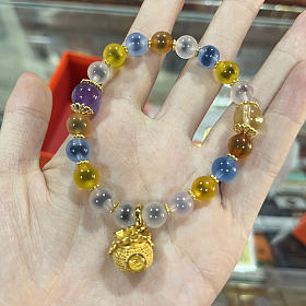 五路财神钱袋子非遗花丝手串