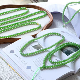 和田玉粉青粉绿项链8mm