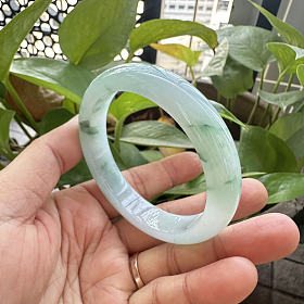 芙蓉种绿花正圈手镯56mm