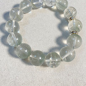 天然水晶翠幽灵卡12手串