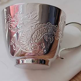 足银龙凤银杯