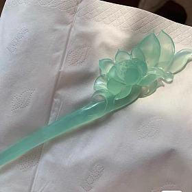 岫玉 和田玉发簪 粉水晶手串 翡翠叶子