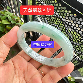 冰糯种冰丝绿正圈手镯60mm