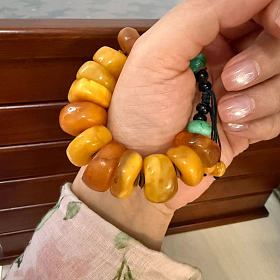 古董回流西亚老蜜蜡饼子手串