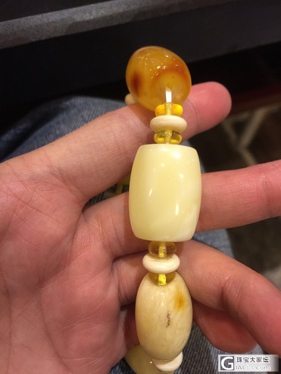 磨了个白蜜枕头珠_蜜蜡