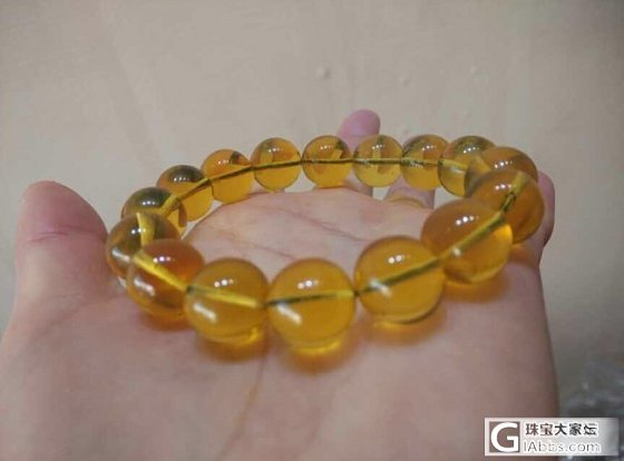 【蜜蜡琥珀专贴】鸡油黄算盘手串带证书，国工净水金兰圆珠手串 直径12mm_有机宝石