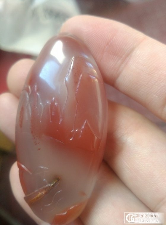 两个南红冰飘巧雕山水牌子_南红