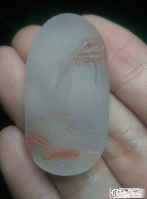 两个南红冰飘巧雕山水牌子_南红