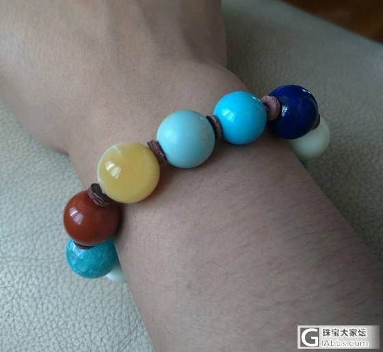 蜜蜡是磨的，其他是买的，串多宝刚刚好_搭配多宝有机宝石