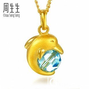 生生家琉璃小海豚_吊坠周生生金