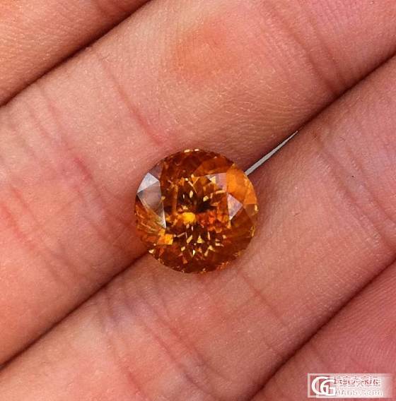 你绽放如向日葵~5.36ct真正完美圆形切割(德工)橙金黄色VS碧玺_宝石