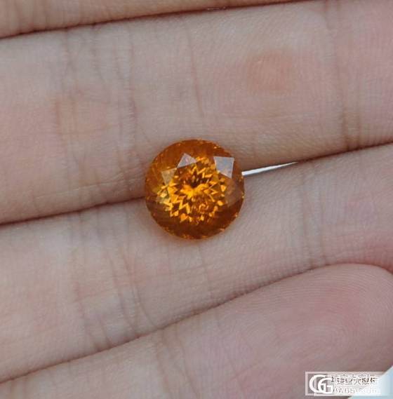 你绽放如向日葵~5.36ct真正完美圆形切割(德工)橙金黄色VS碧玺_宝石