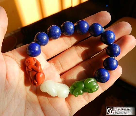 【喆熙美玉】三不猴+青金石手链_玉石