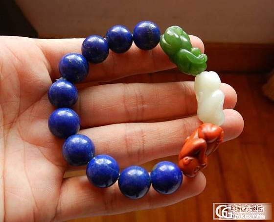 【喆熙美玉】三不猴+青金石手链_玉石