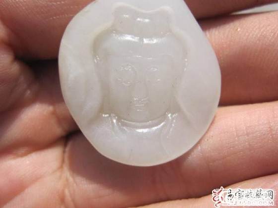 和田玉白玉籽料挂件观音_玉石