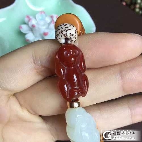 【问世珠宝文玩】白玉 碧玉 红玛瑙三不猴 橄榄核片手串_玉石