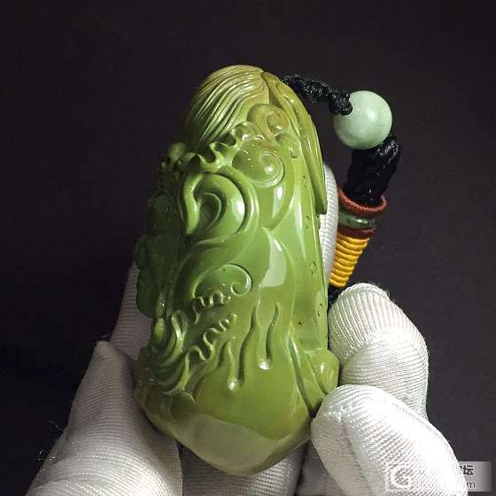 大黑天手把件_松石