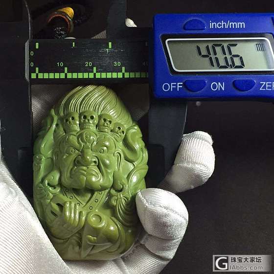 大黑天手把件_松石